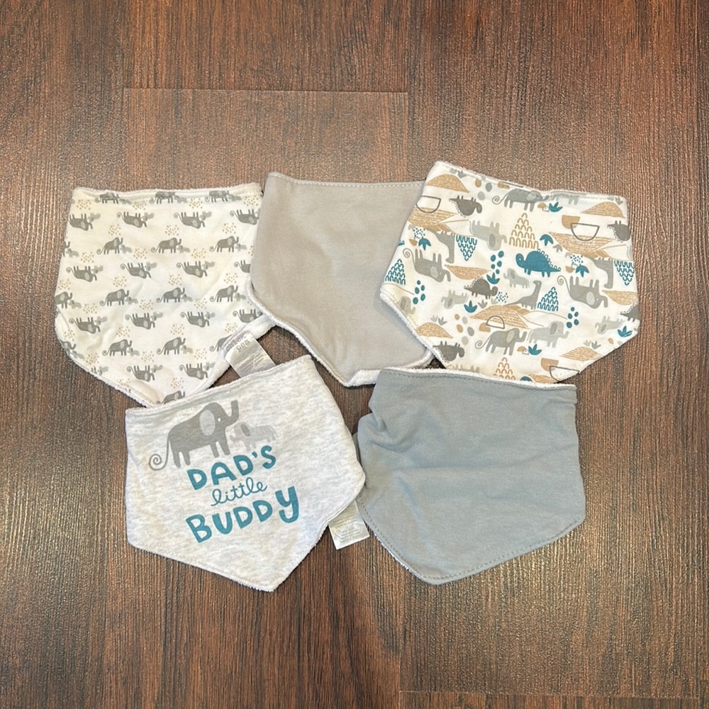 Set of 5 Chick Pea Baby Boy Bandana Bibs